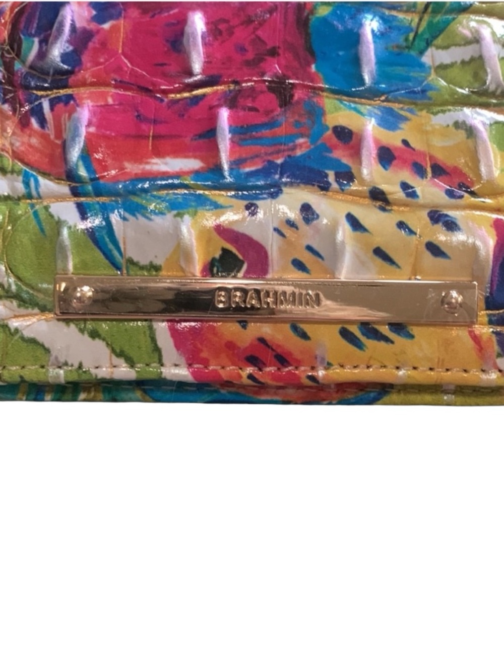 Brahmin Ady Leather Multi-Color Embossed Sealife Snap Wallet - Picture 4 of 9